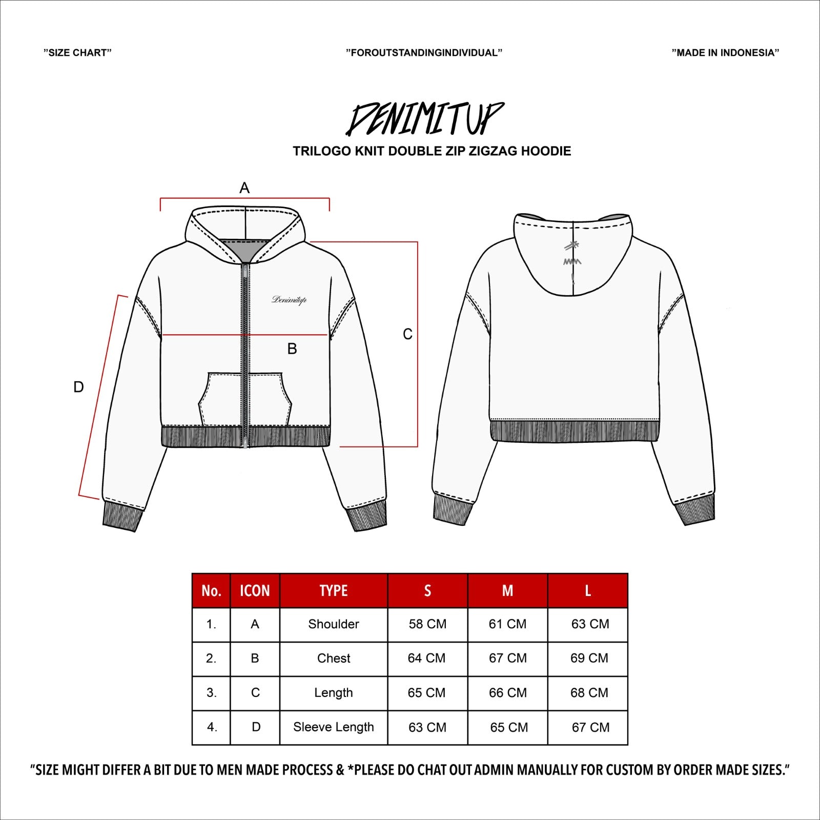 Denimitup Trilogo Knit Double Zip - Dark Grey - Hoodie