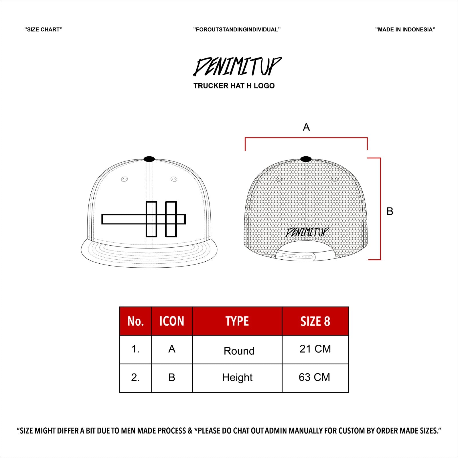 Denimitup Trucker Hat H Logo - Black on Black - Hat