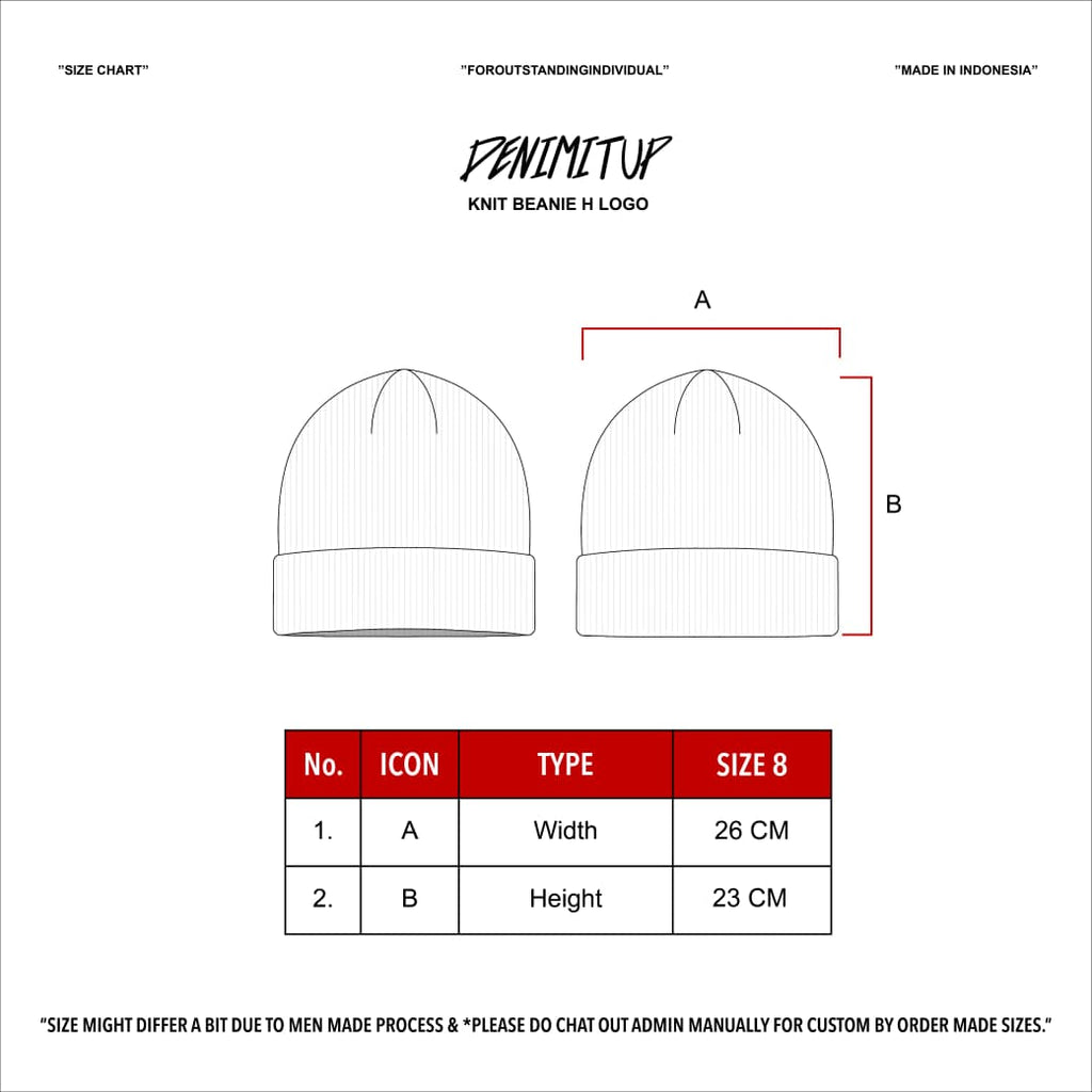 Denimitup Knit Beanie H Logo - Black on Black - Beanie