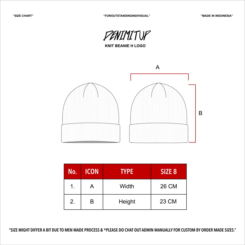 Denimitup Knit Beanie H Logo - Black on Black - Beanie
