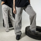 H1 Baggy Batik Embroidered - Snowish Asphalt Grey - Jeans Pants