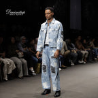 A1 Jacket Songket batik - Light blue splashes - Men Jacket