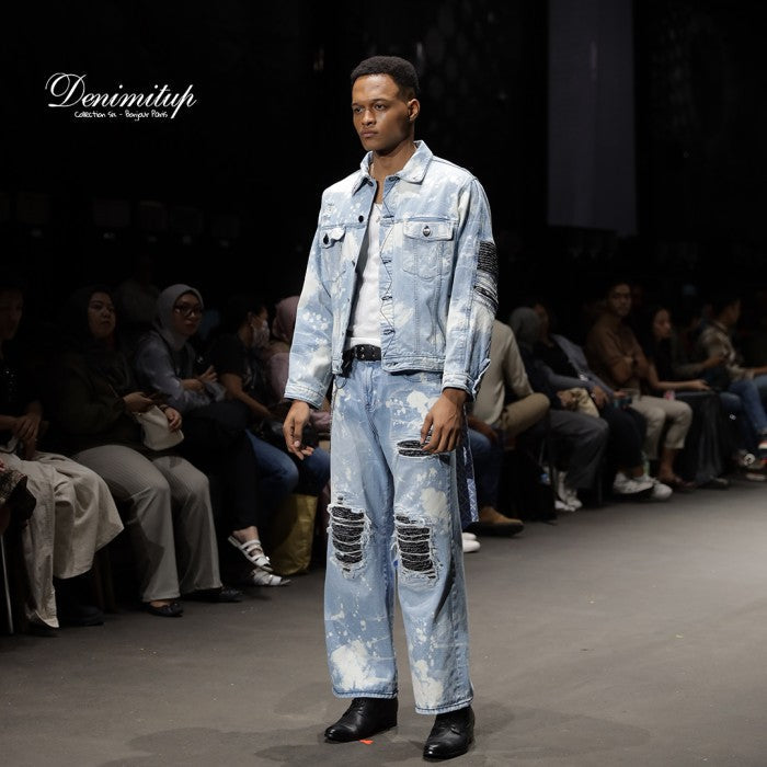 A1 Jacket Songket batik - Light blue splashes - Men Jacket