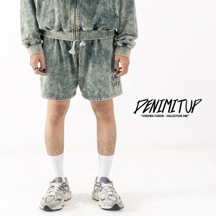 DENIMITUP Sweat Short - Snowish Chroma Green - Short Pants