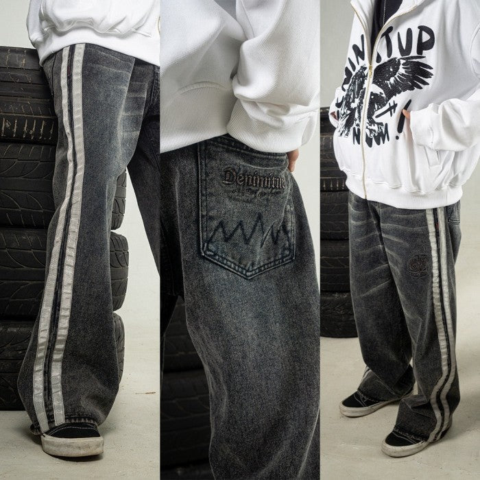 H1 Baggy Duo Stripes - Asphalt Grey - Jeans Pants