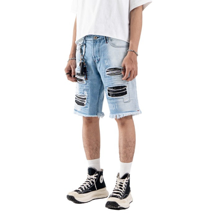H1 quad leather short - Side light blue wash - Short Pants