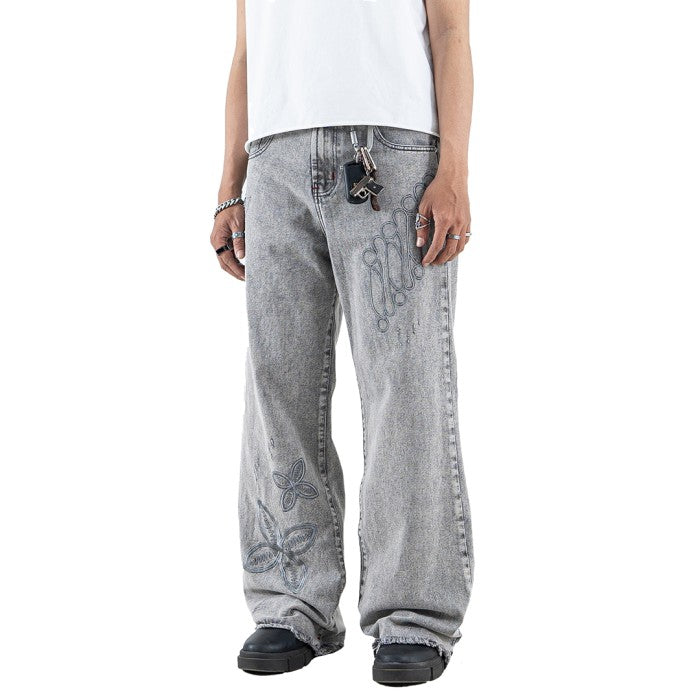 H1 Baggy Batik Embroidered - Snowish Asphalt Grey - Jeans Pants
