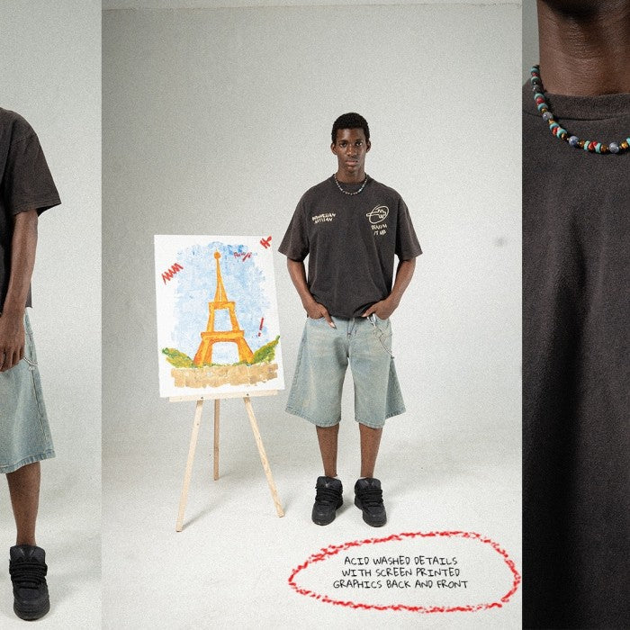 Dunia Denimitup! - Washed Artsy Black Tee - T-Shirt