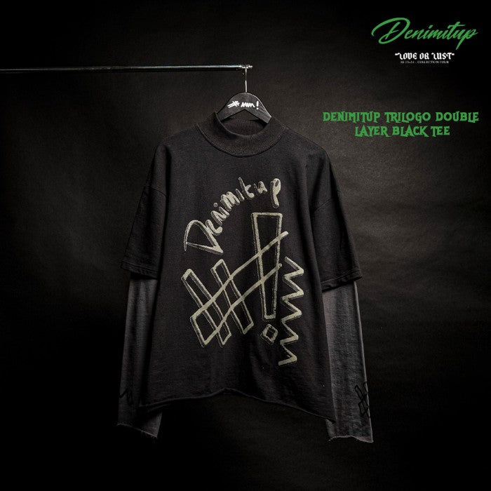 Denimitup trilogo double layer - Dual black tee - Long Sleeve T-Shirt