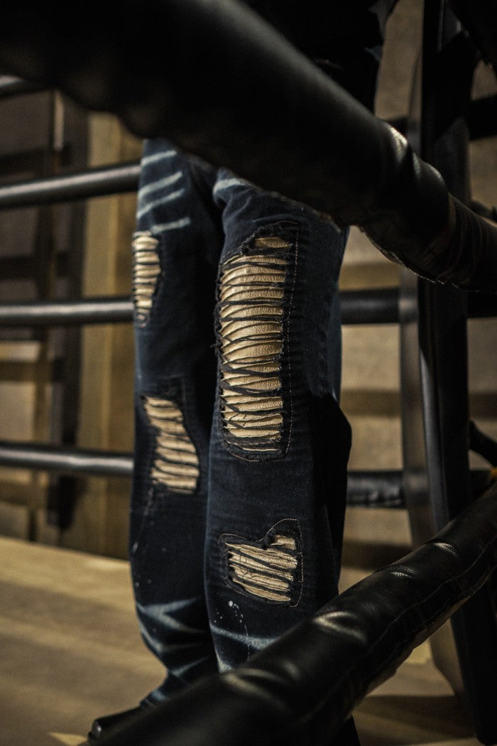 H1 baggy leather - Falcon black splatter - Jeans Pants