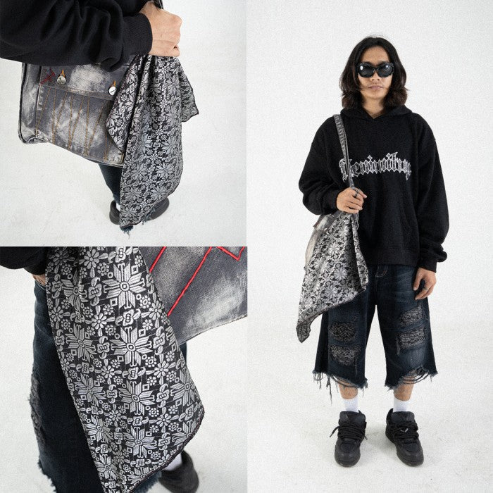 Denimitup Songket bandana - Silver Black - Bandana