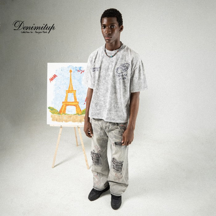 Dunia Denimitup! - Washed artsy White/White - T-Shirt