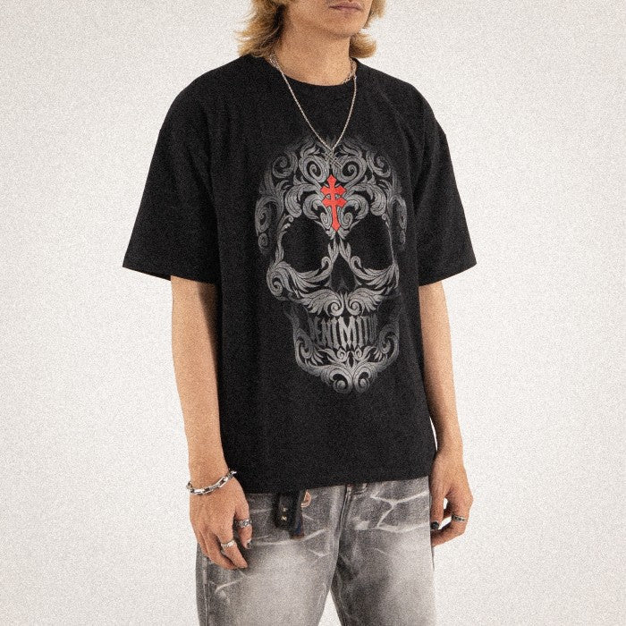 DENIMITUP trilogo skull warrior black tee - T-Shirt