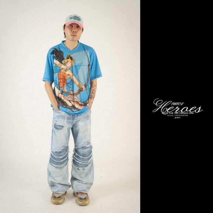 H1 baggy tri biker - Ice blue - Jeans Pants