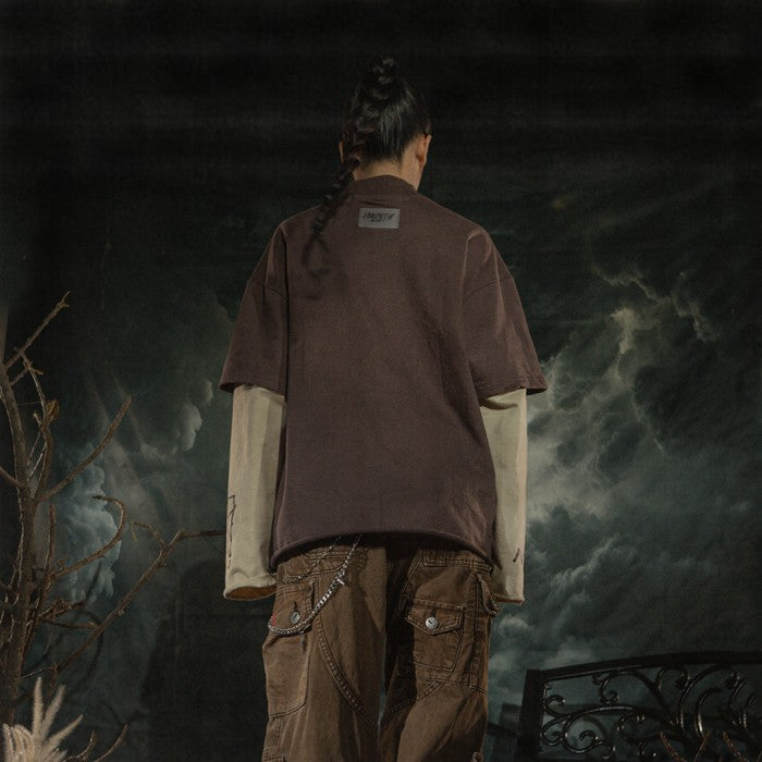 Denimitup trilogo double layer - Dual brown tee - Long Sleeve T-Shirt
