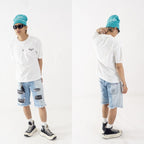 H1 quad leather short - Side light blue wash - Short Pants