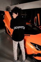 "DENIMITUP" embroidered work denim shirt - Black