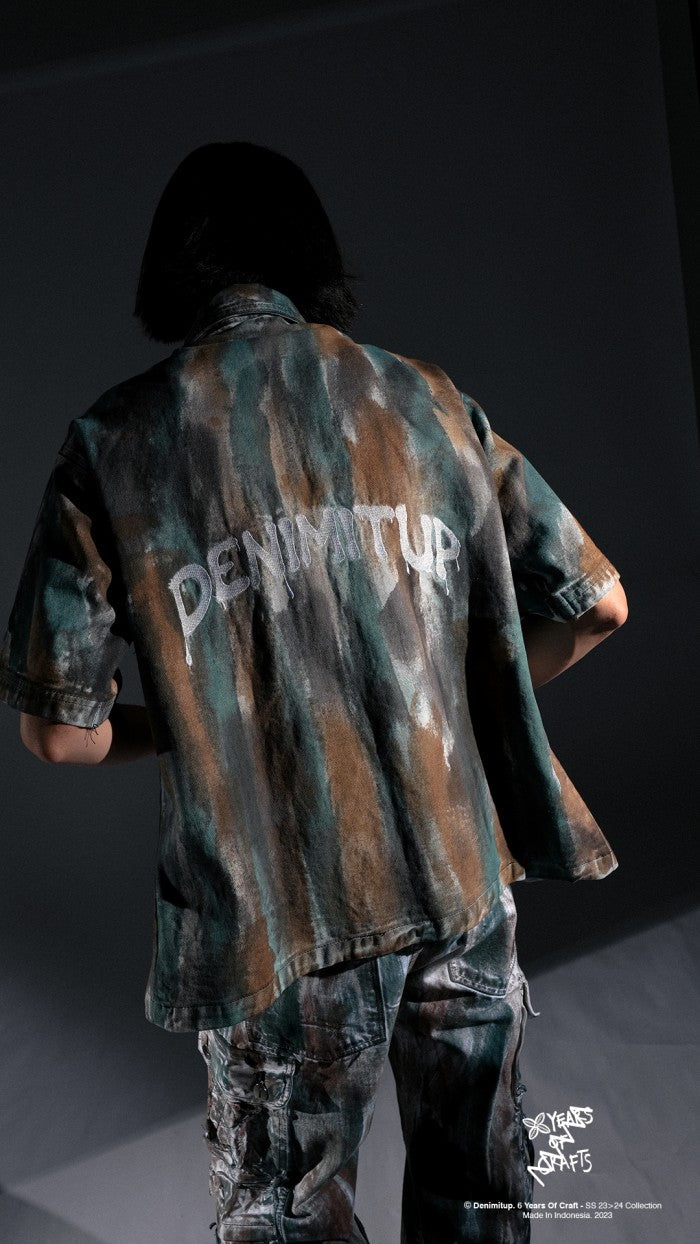 "DENIMITUP" embroidered work denim shirt - Chroma fusion