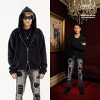 DENIMITUP trilogo zip hoodie - Black - Hoodie