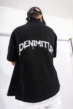 "DENIMITUP" embroidered work denim shirt - Black