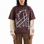 Denimitup trilogo double layer - Dual brown tee - Long Sleeve T-Shirt