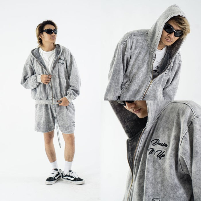 DENIMITUP Snowish Light Grey Zip - Hoodie