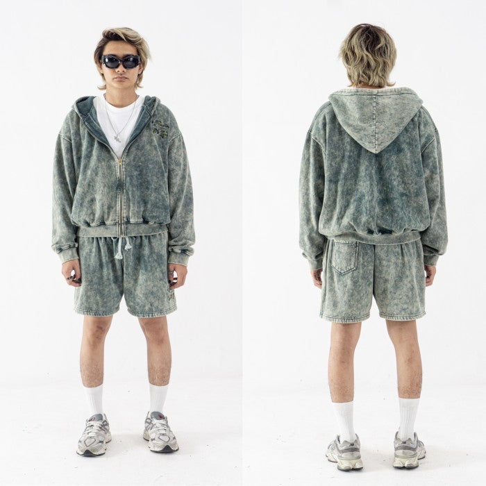 DENIMITUP Sweat Short - Snowish Chroma Green - Short Pants