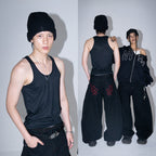 Denimitup Knit Beanie H Logo - Black on Black - Beanie