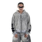 Denimitup H zigzag Double Zip - Artsy Grey - Hoodie