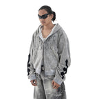 Denimitup H zigzag Double Zip - Artsy Grey - Hoodie
