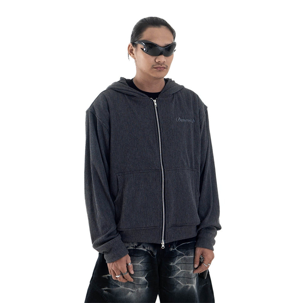 Denimitup Trilogo Knit Double Zip - Dark Grey - Hoodie