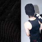 Denimitup Knit Beanie H Logo - Black on Black - Beanie