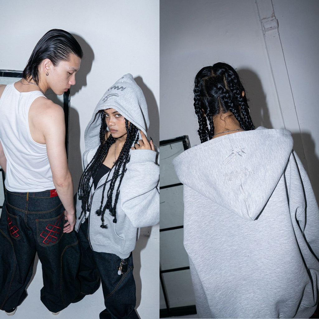 Denimitup Trilogo Double Zip - Light Grey - Hoodie