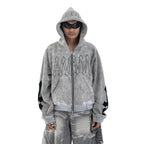Denimitup H zigzag Double Zip - Artsy Grey - Hoodie