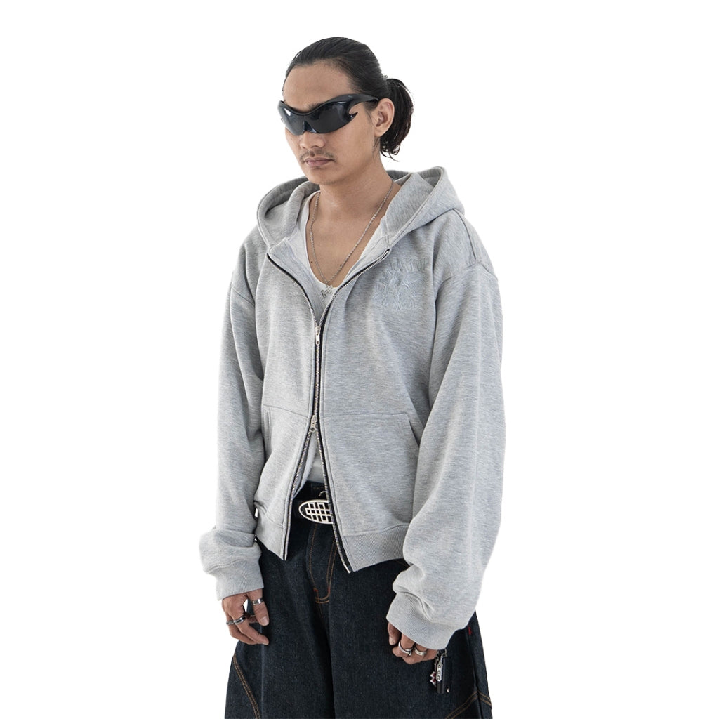Denimitup Trilogo Double Zip - Light Grey - Hoodie