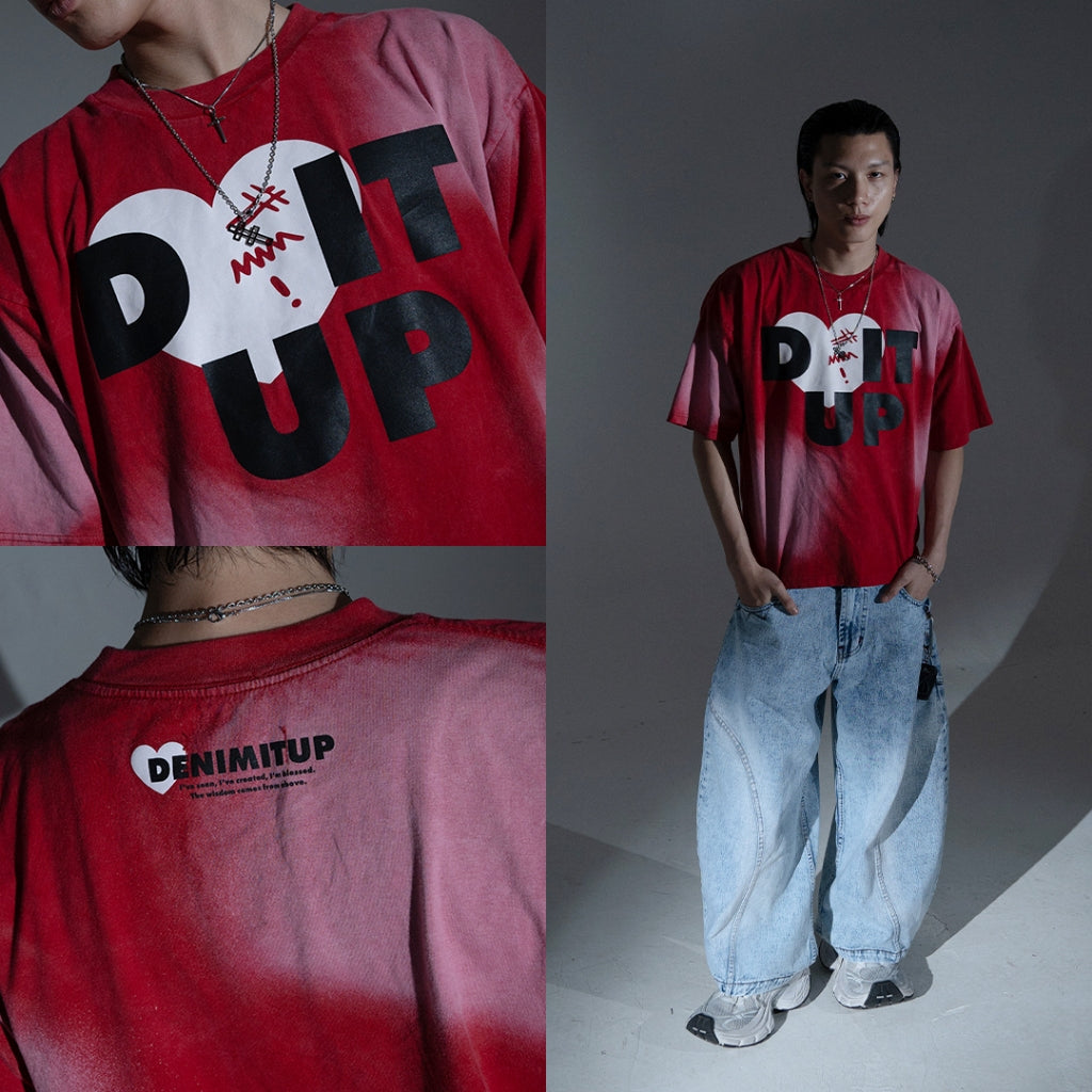 Loving Trilogo Denimitup Washed - Cloudy Red Tee - Tshirt