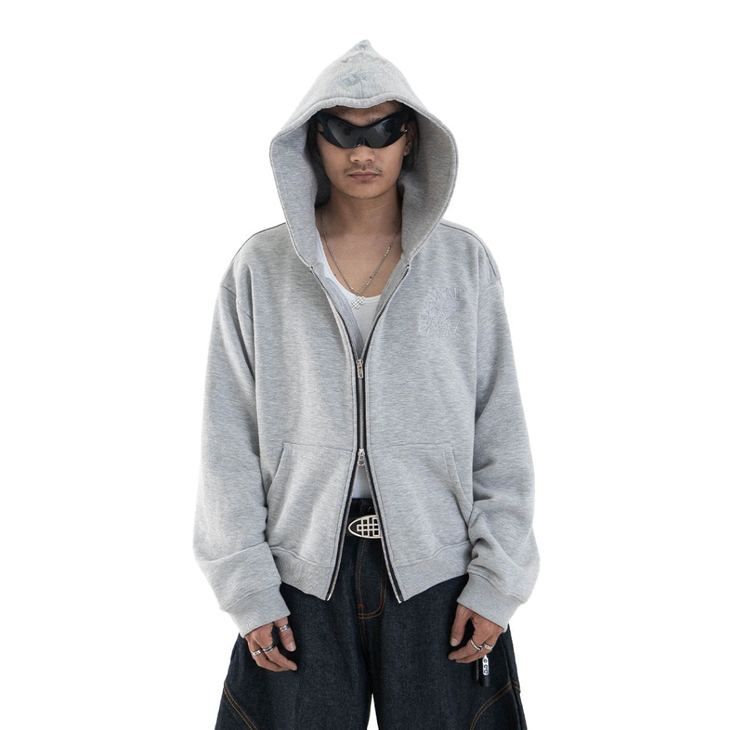 Denimitup Trilogo Double Zip - Light Grey - Hoodie