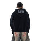 Denimitup H zigzag Double Zip - Jet Black - Hoodie