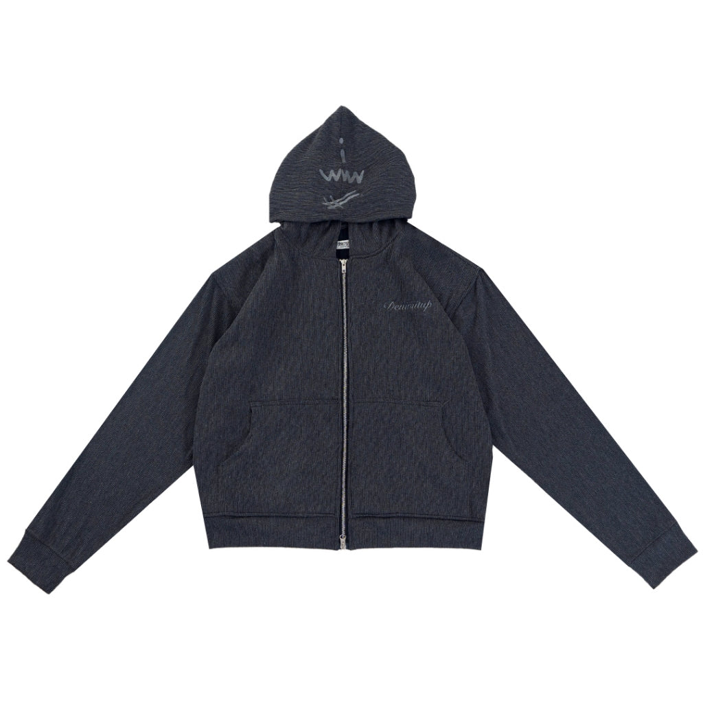 Denimitup Trilogo Knit Double Zip - Dark Grey - Hoodie