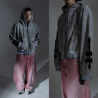 Denimitup H zigzag Double Zip - Artsy Grey - Hoodie
