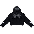 Denimitup H zigzag Double Zip - Jet Black - Hoodie