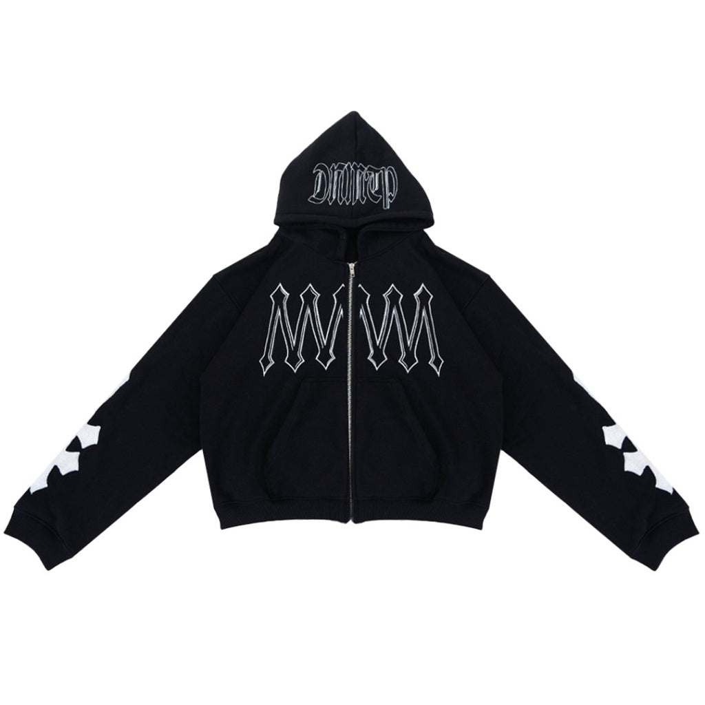 Denimitup H zigzag Double Zip - Jet Black - Hoodie