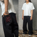H1 Baggy H Embroidered Back Pocket - Black - Jeans