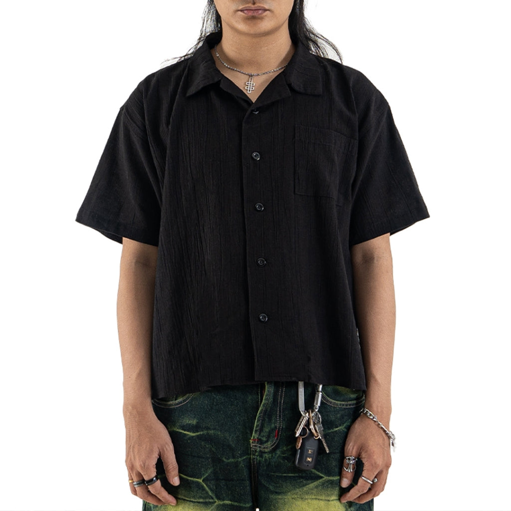 DENIMITUP Linen Crinkle - Black Shirt - Men Shirt